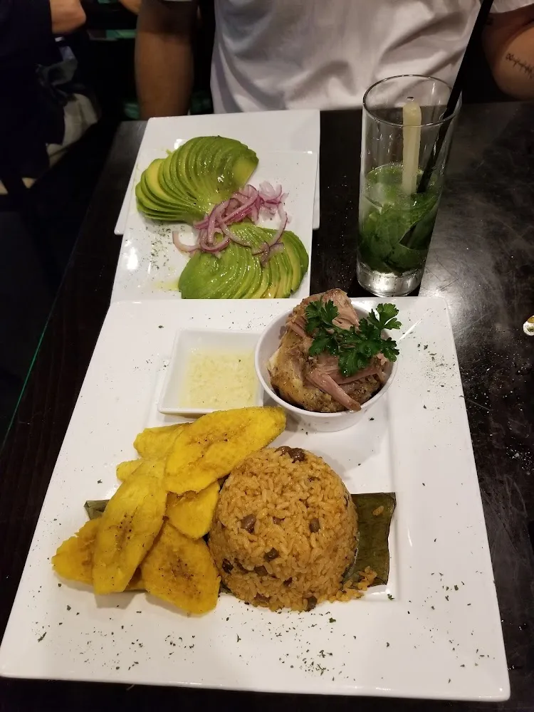 Arroz Con Guandule Pernil Y Tostones Rice w Peas Pork Plantains